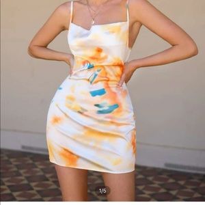 Tie-Dye Satin Dress